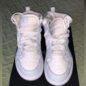 Jordan White and Blue High-Top Sneakers